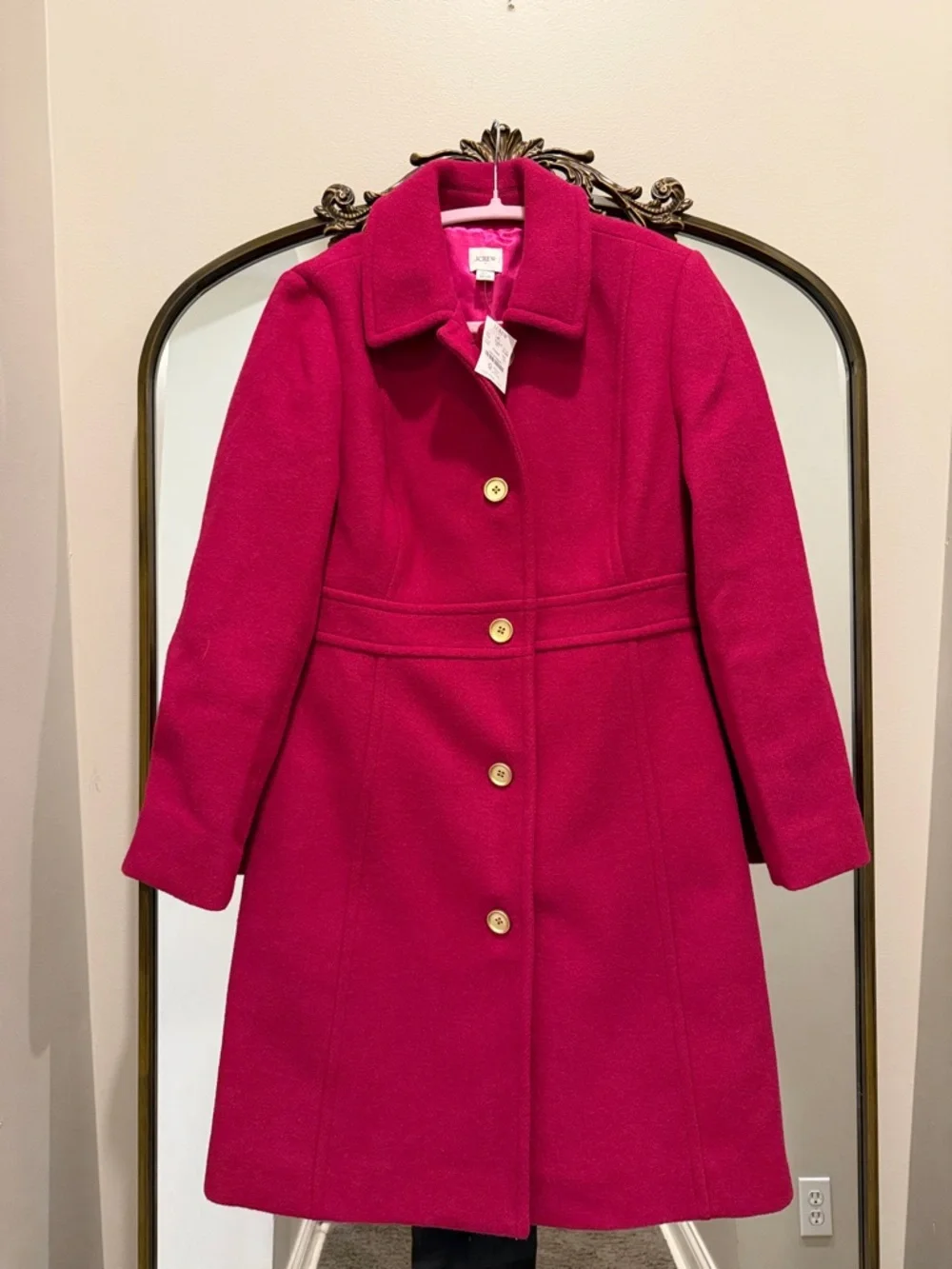 J. Crew pink Wool Pea Coat with Gold Buttons 6 petite - Picture 3 of 9